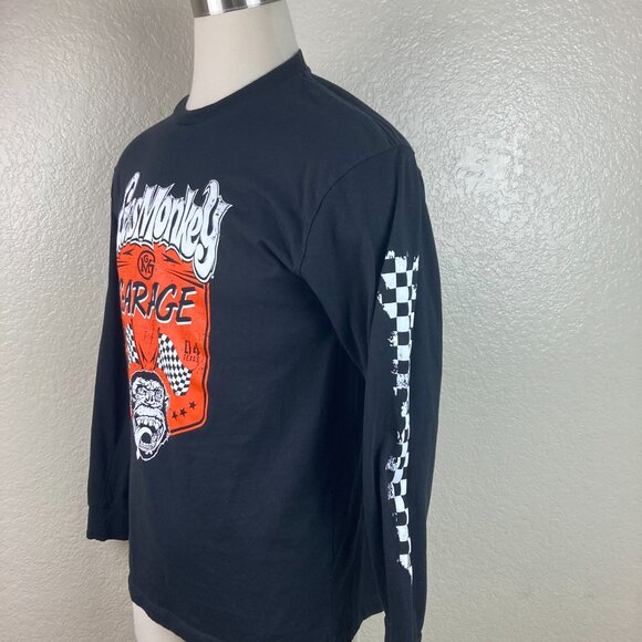 GasMonkey Garage Long Sleeve Graphic Black Checkered Sleeves T-Shirt Size L USA - Picture 3 of 10